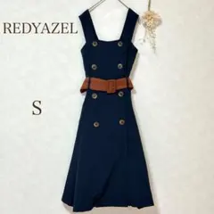 【レディアゼル 】トレンチ風ワンピース　ネイビー ダブルボタン ジャンスカ