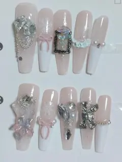 A2ピンクベースのネイルチップ 10個セットSサイズ