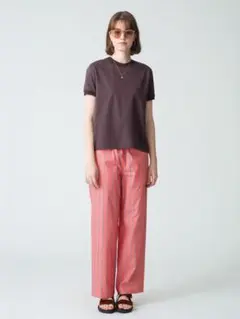 JCAESAR PANTSストライプ柄 タック入りドローストリング ロングパンツ 