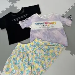 キッズ Tシャツ 2枚セット 花柄キュロットスカート　セット