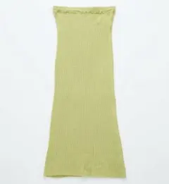 CITYSHOP シティショップ リブニット ロングスカート ライトグリーン Fのサムネイル