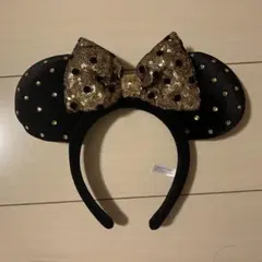 ディズニー　カチューシャ　スパンコール　ゴールド