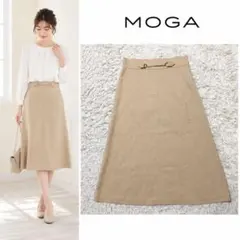 MOGA モガ ビット金具 Aライン ミモレ丈スカート ベージュ 日本製 3のサムネイル