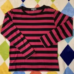 ボーダー　ストライプ長袖Tシャツ ブラック×ピンク【※お値下げ不可】のサムネイル