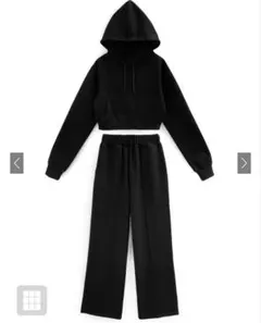 タグ付 GRL フリージアショート丈パーカー×ワイドパンツセットアップpm606