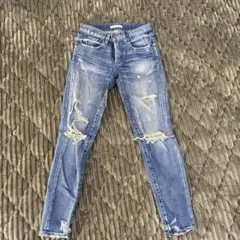 MOUSSY ダメージ加工 スキニーデニム 24