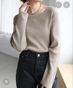 discoat リブスクエアネックプルオーバー