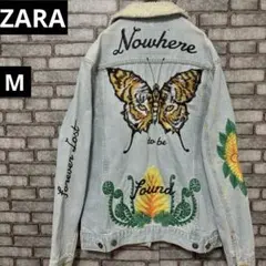 【激レア】即完売ZARA ザラ　ボア付きデニムジャケット　蝶々　虎　刺繍