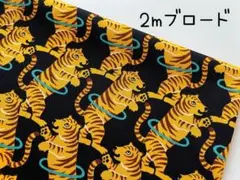 2m　トラ　フラフープ　虎　ブロード　生地　和柄　ブラック　288
