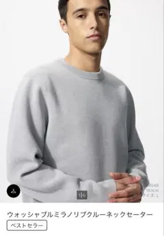 ウォッシャブルミラノリブクルーネックセーター ニット