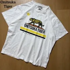 【希少】Onitsuka Tiger Tシャツ XL ホワイトフロントプリント虎のサムネイル