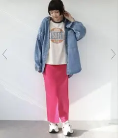 ダンボールスリットスカート ピンク ロング丈のサムネイル