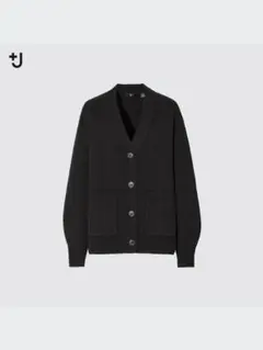 新品 黒 UNIQLO +J ミドルゲージカシミヤブレンドVネックカーディガン