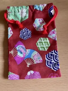 和柄の巾着袋