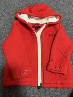 赤いフード付きキルティングアウター サイズI