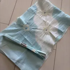 ■6448■正絹■水色暈しふくれ織りに絞り帯揚げ　帯締めセット■