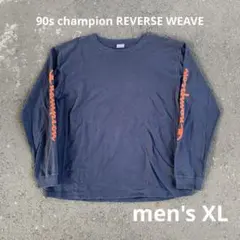 90s champion reverse weave ロンT ロゴ刺繍 ネイビー