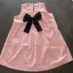 ピンク リボン付き ワンピース 4Y
