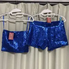 ACDCRAG スパンコール ショートパンツ チューブトップ　ダンス衣装　ブルー