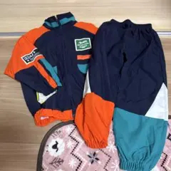 キッズ ナイロンジャケット パンツ 上下セット ネイビー オレンジ グリーン