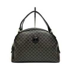 【美品】セリーヌ　ハンドバッグ　トリオンフ　マカダム柄　PVC　革　ブラック