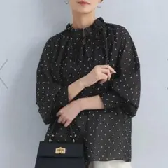 グリーンレーベルリラクシング シアー ネック フリル 2WAY ブラウス