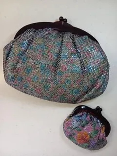 ハンドメイド・多色フラワーパターンがま口バッグセット