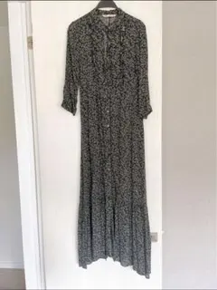 ZARA 花柄ロングワンピース 長袖 フリル付き