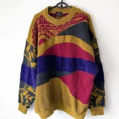 イ*ル様 希少90s COOGI レーヨン混 3Dニットセーター 多色パターン