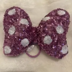 ディズニー ミニーちゃん リボン ヘアゴム スパンコール ピンク ドット