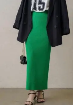 lounge dress ニットタイトスカート　グリーン
