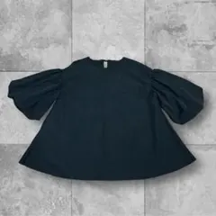 coca　コカ　バルーンスリーブ　ブラウス　Aライン　バックリボン　Mサイズ　黒