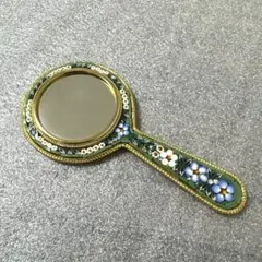 イタリア マイクロモザイクガラス ハンドミラー 手鏡