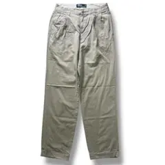 90s ラルフローレン ポロチノ ツータック W31 アイボリー ワイド 古着