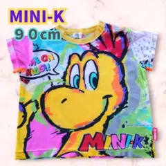 MINI-Kミニケー 黄色半袖Tシャツ90cm カラフル恐竜プリント両面総柄のサムネイル