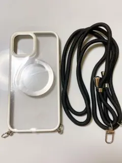 iPhone12Pro用　クリアケース　ショルダー付　ブルー