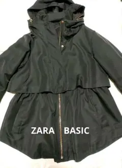 ZARA ザラ　マウンテンパーカー　フード付きジャケット　ペプラム　ナイロン　黒