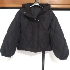 ブラック キルティング ダウンジャケット