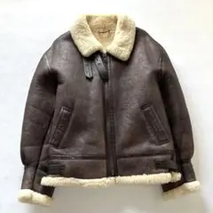 良品✨リアルムートン　レザージャケット　ボアブルゾン　B-3 ダークブラウン