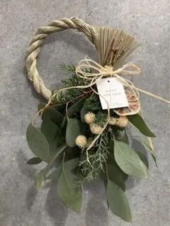 【371】お正月飾り　しめ縄飾り　2way スワッグ取外し可能　ドライフラワー