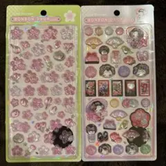 和柄　舞妓さん／桜　ボンボンドロップシール