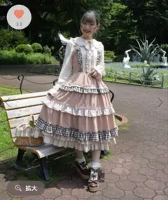 axes femme kawaii カントリーチェックジャンスカ ベージュ