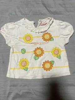 メゾピアノ ひまわり刺繍フリルTシャツ
