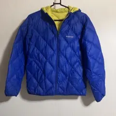 モンベル リバーシブルダウンパーカ キッズジュニア160 ブルーイエロー青黄色