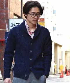 SHIPS men's SC: 3ゲージ NEW ショールカラー　カーディガン