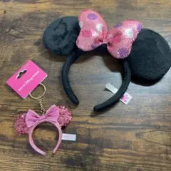 ミニーカチューシャとカチューシャキーホルダー