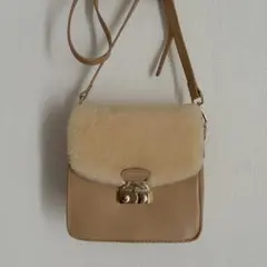 ROSE BUD ファーフラップ ショルダーバッグ ベージュ　キャメル