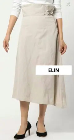 【タグ付・未使用】ELIN アシンメトリー フレアロングスカート 38 コットンのサムネイル