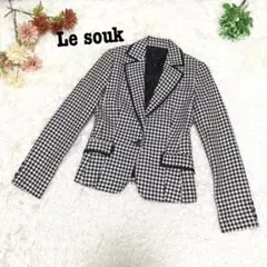 s.1637【ルスーク】レディース テーラードジャケット 千鳥格子柄 ブラック系
