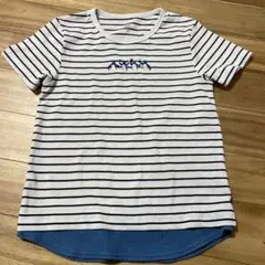 グラニフ　ストライプ柄 ペンギン刺繍 Tシャツ 120